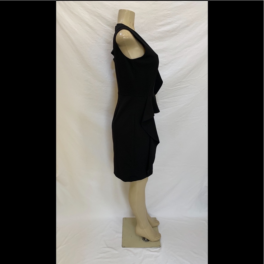 Calvin Klein Size 8 Ruffled Sleeveless Little Black Sheath Dress - Picture 4 of 10